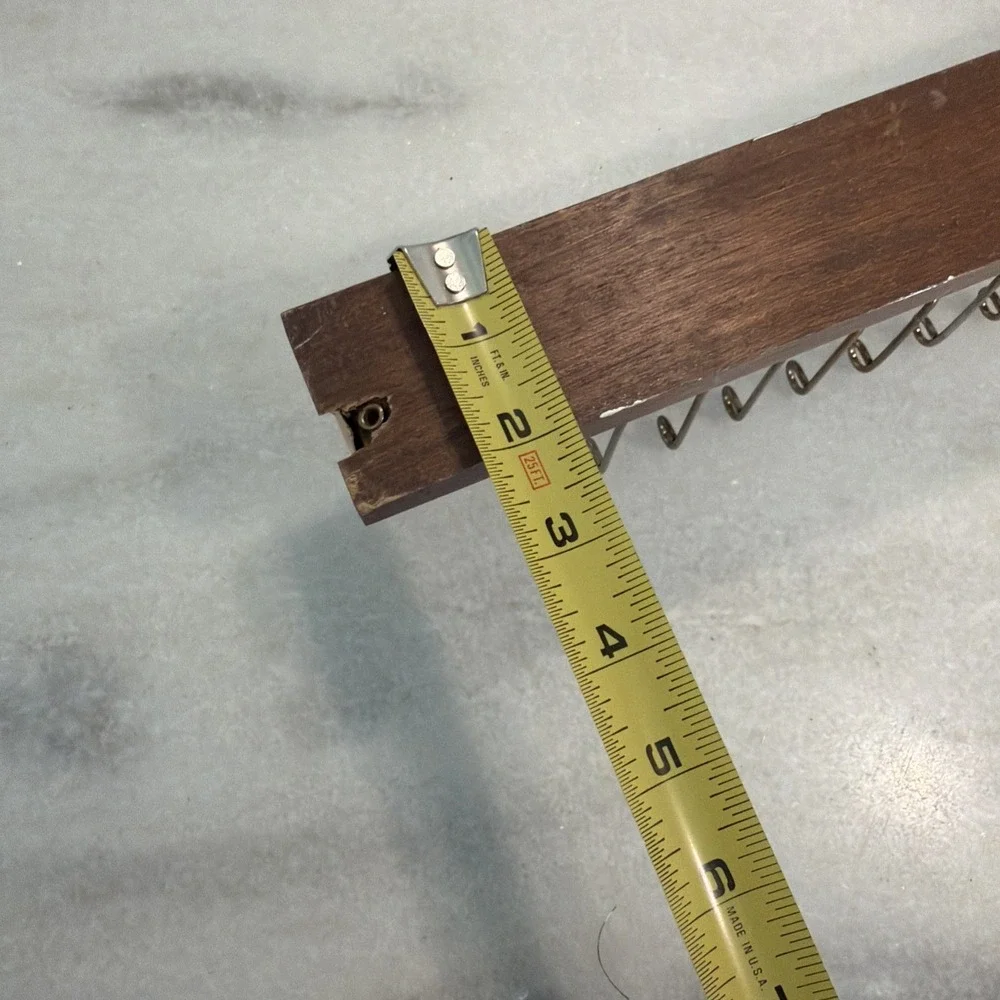 Vintage Tie/Belt Rack Organizer Wall Mount Closet Rod‎ 36 hook Wood/Brass GWB001